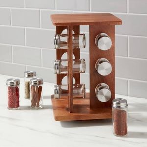 Wood rotating spice rack threshold NWT